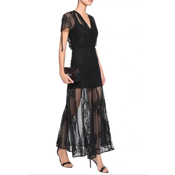 Maje Rola Lace Maxi Halloween Dress in Black Small - Picture 1 of 7